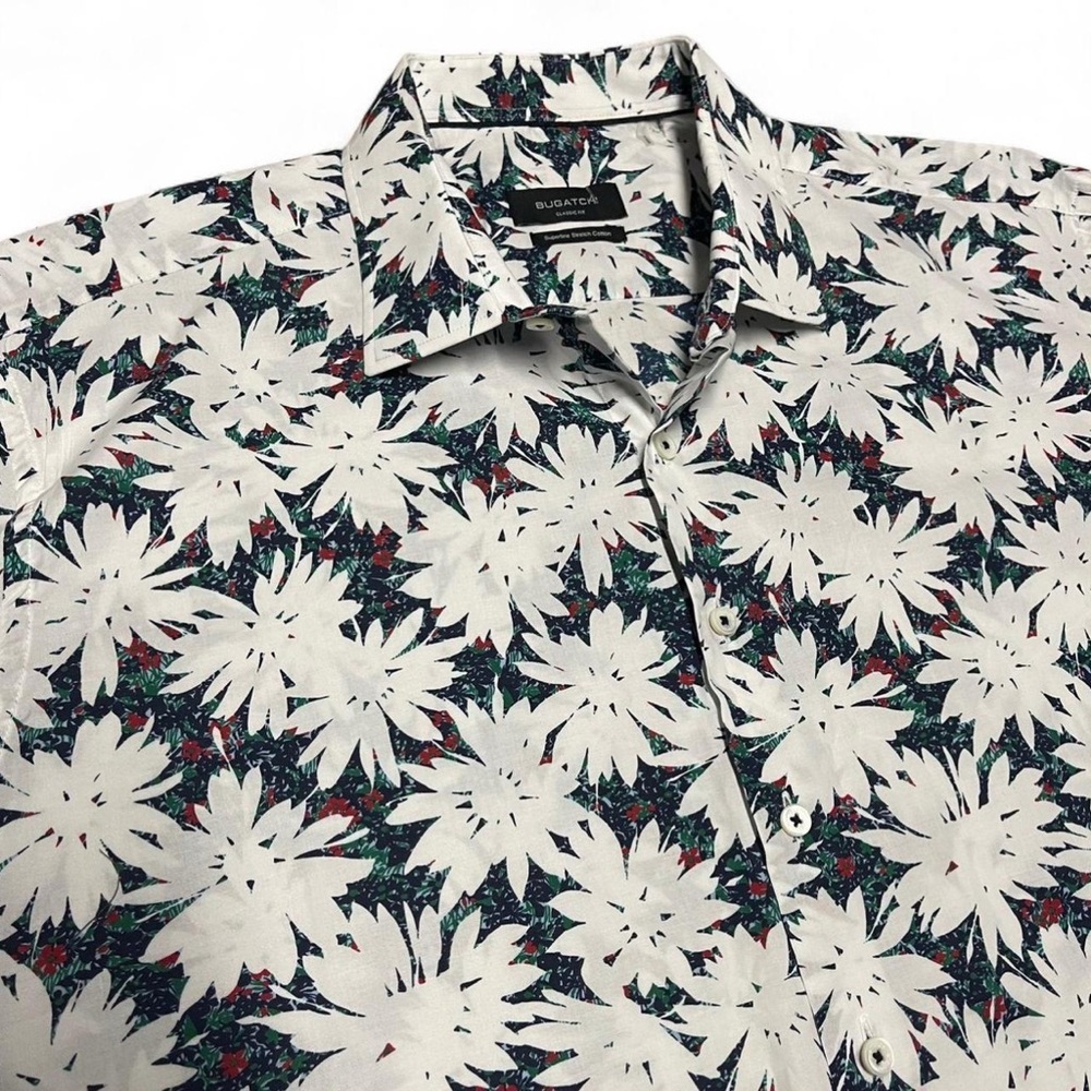 Bugatchi Mens XXL Short Sleeve Button Down Shirt Abstract Pattern Classic Fit